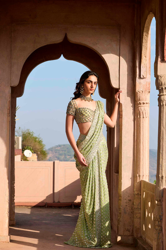 Green Banaras Butti Saree