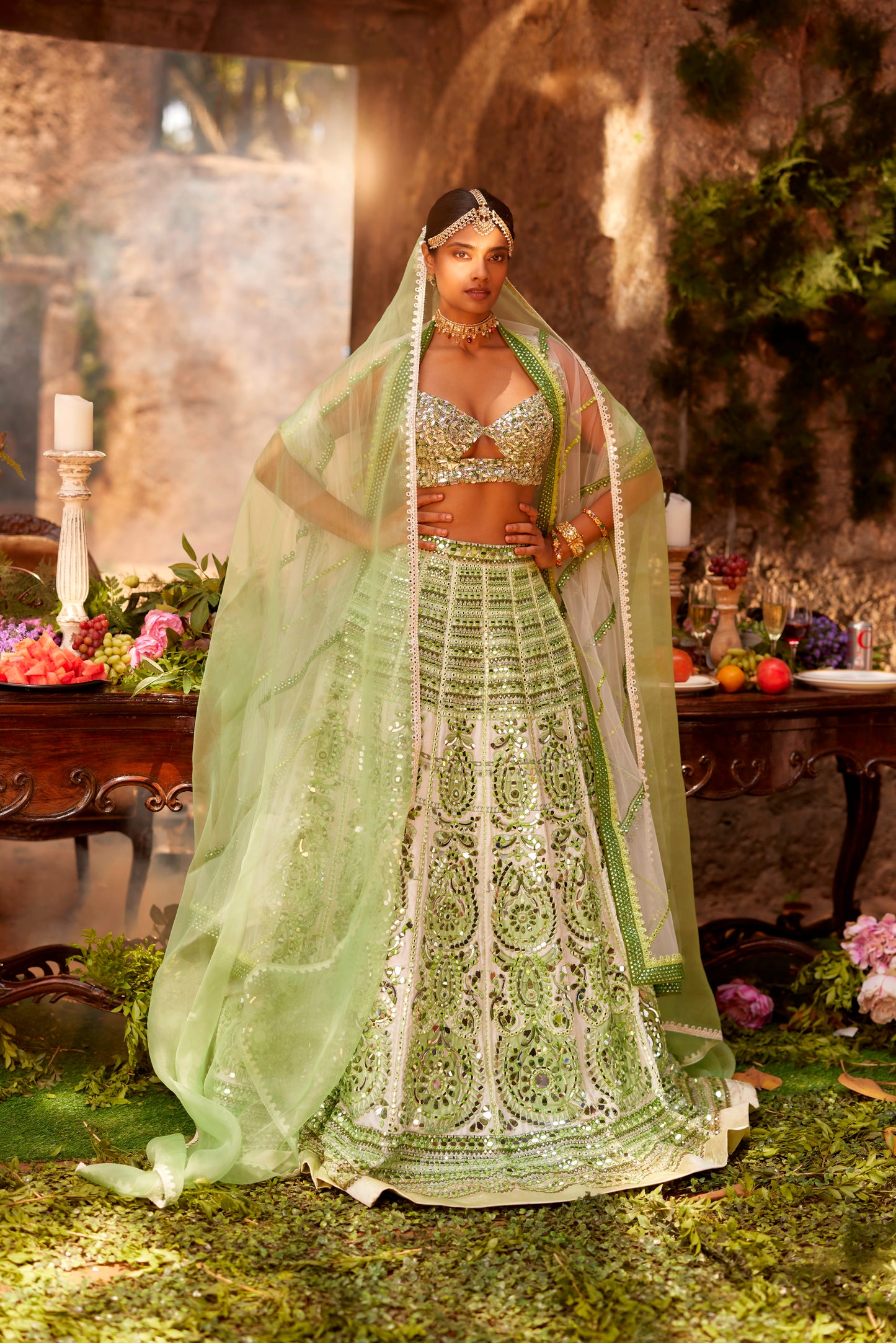 Mandala Sea Foam Green Lehenga