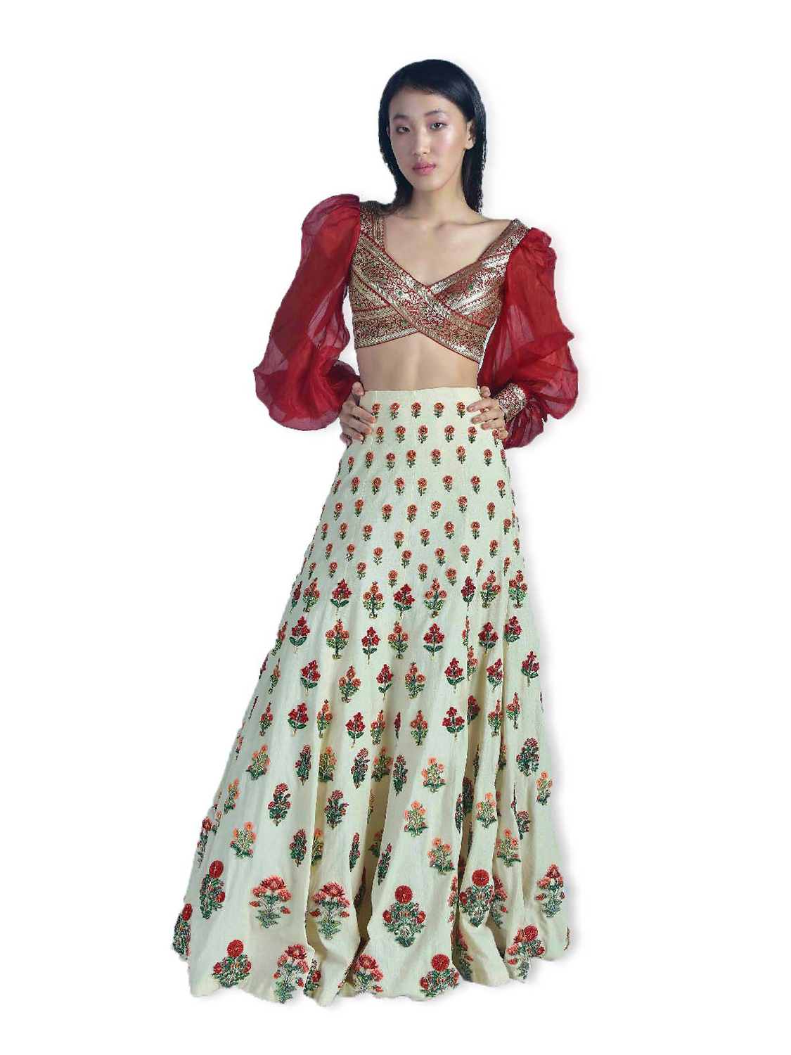 Ileana in Embellished Monisha Jaising fusion Lehenga Saree… | Flickr